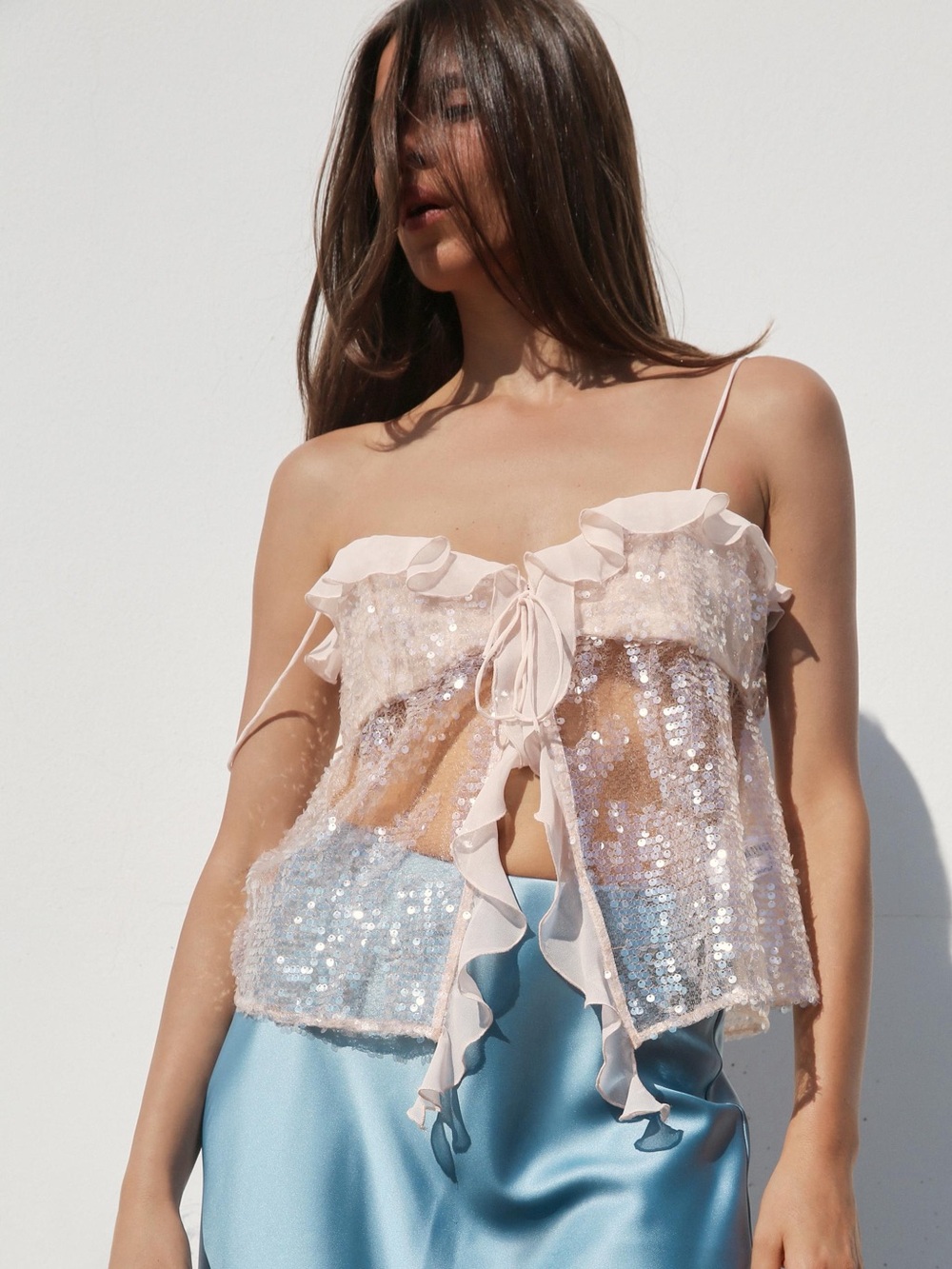 NWT- Zara- SEQUIN CAMISOLE Top Blogger’s favorite Sz Small